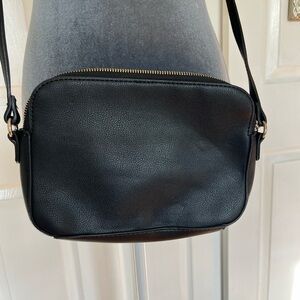 Chic Black Faux Leather Crossbody Bag
